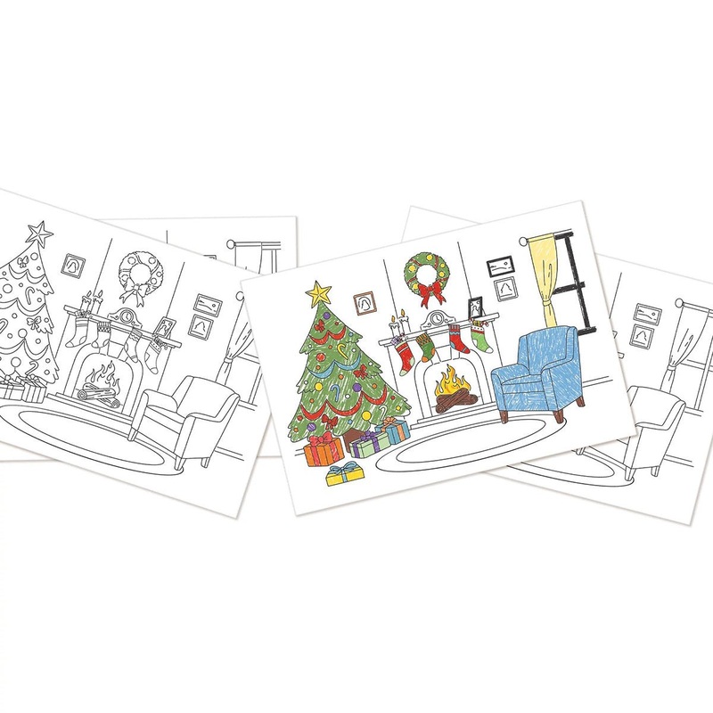 Christmas Tree and Fireplace, Paper Activity Placemats, 24 Count