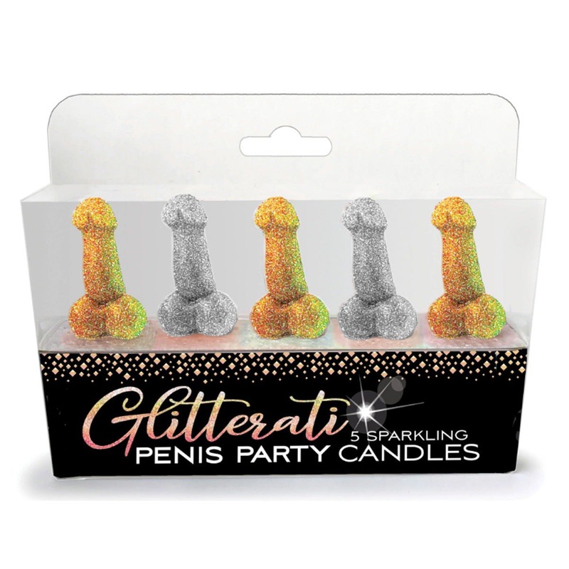 Glitterati Bachelorette Party Penis Shaped Candle Set, 5 Count