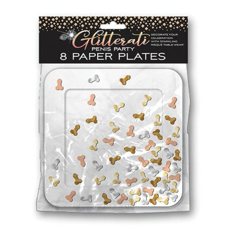 Glitterati Bachelorette Party Small Square Dessert Paper Plates, 7 Inches, 8 Count