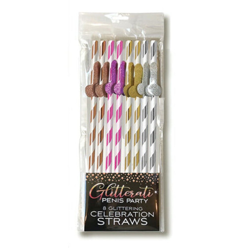 Glitterati Long Cocktail Party Straws, 8 Count