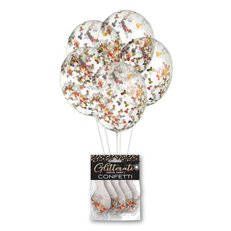 Glitterati Multicolor Confetti Latex Balloons, 12 Inches, 6 Count