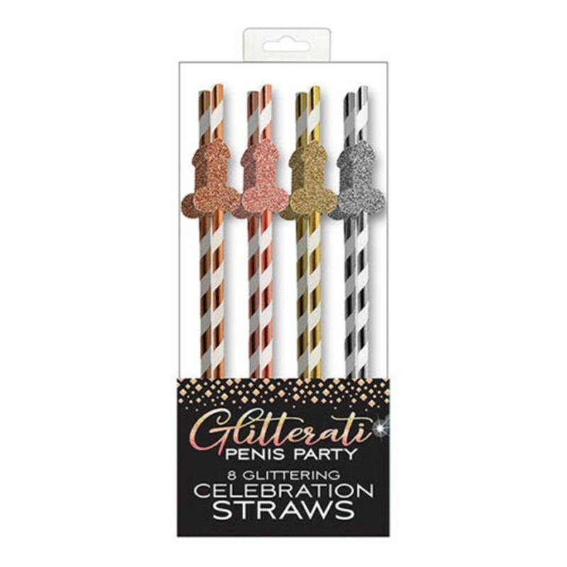 Glitterati Small Bachelorette Party Straws, 8 Count