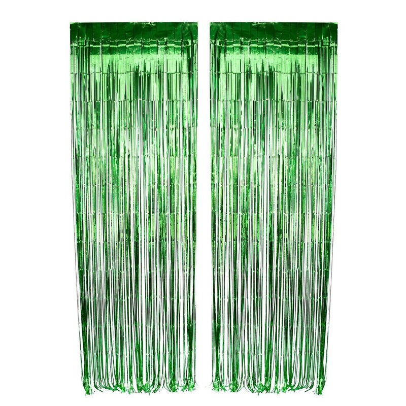 Green Foil Fringe Curtain, 2 Count