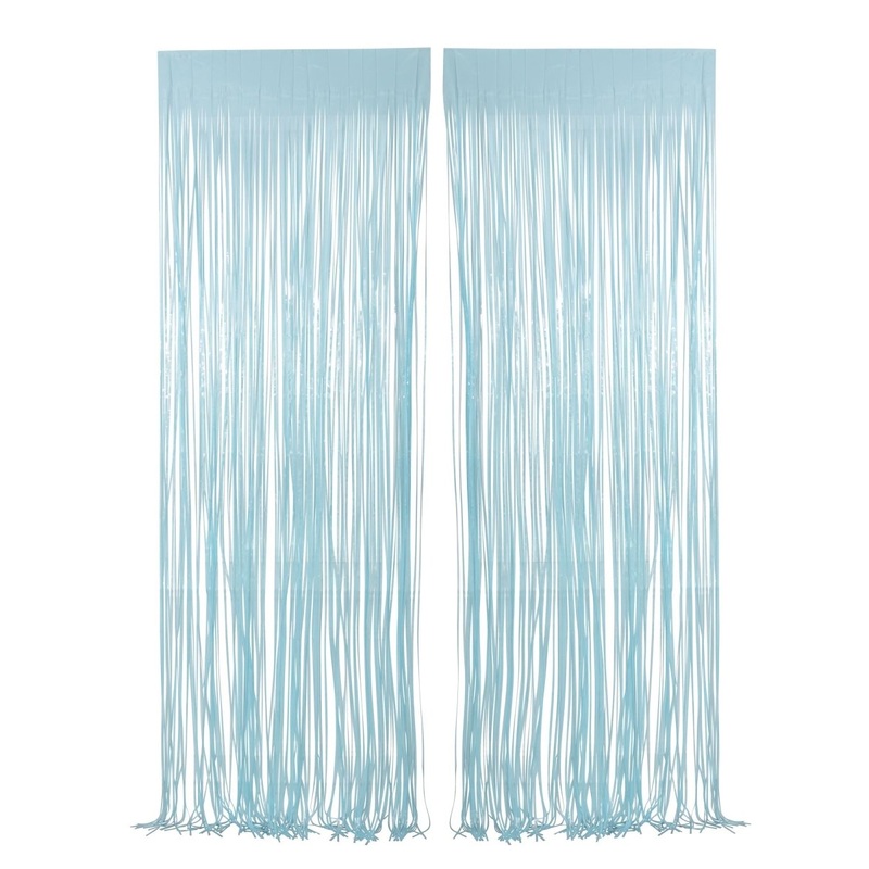 Light Blue Pastel Foil Fringe Curtain, 2 Count