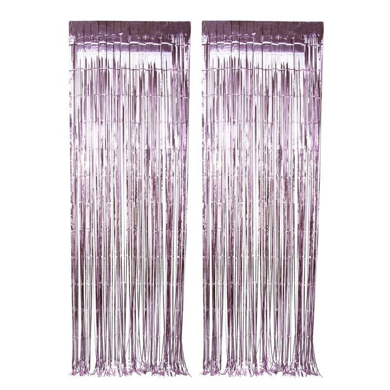 Light Pink Foil Fringe Curtain, 2 Count