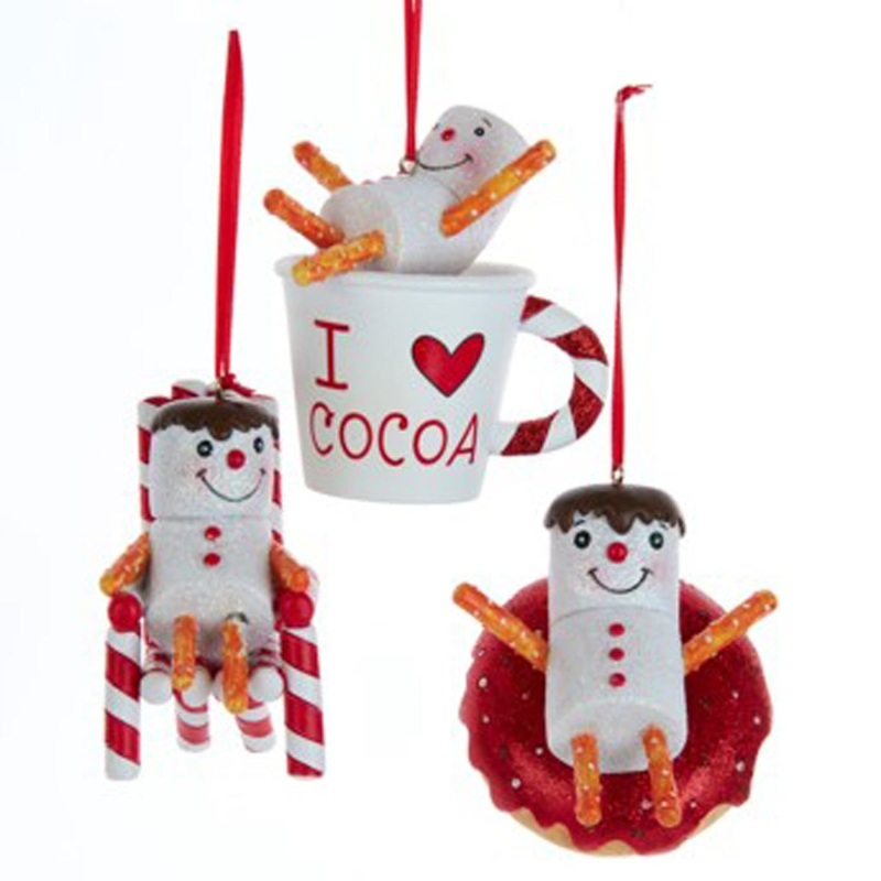 Marshmallow Snowman Ornaments, 3,7 Inches, Assortment, 1 Count