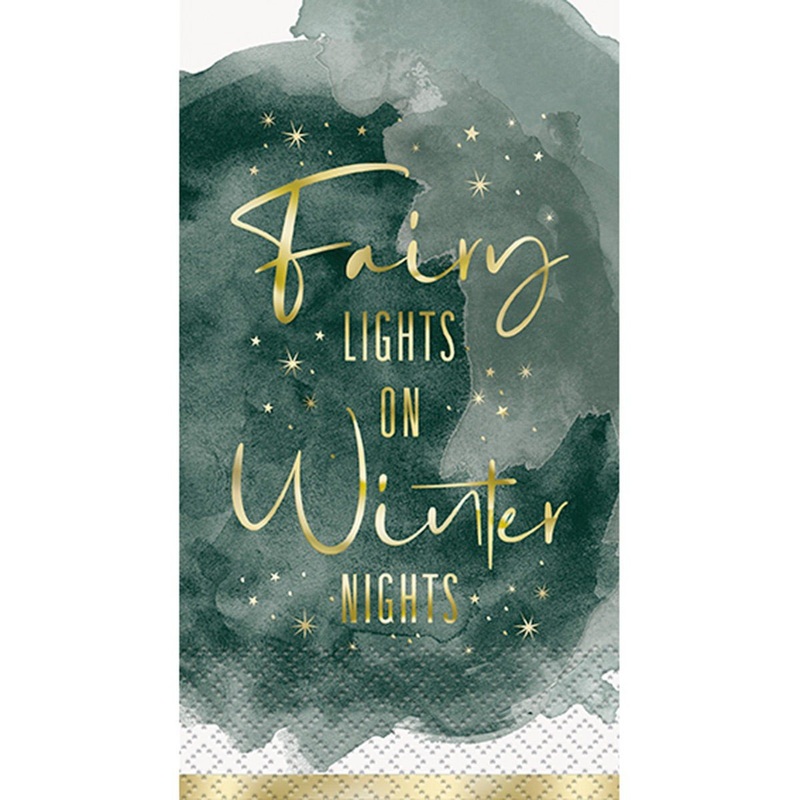 Modern Christmas ''Fairy Lights On Winter Nights'' Guest Napkins, 16 Count