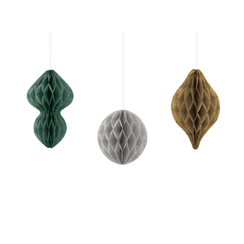 Modern Christmas Mini Honeycomb, 3 Count