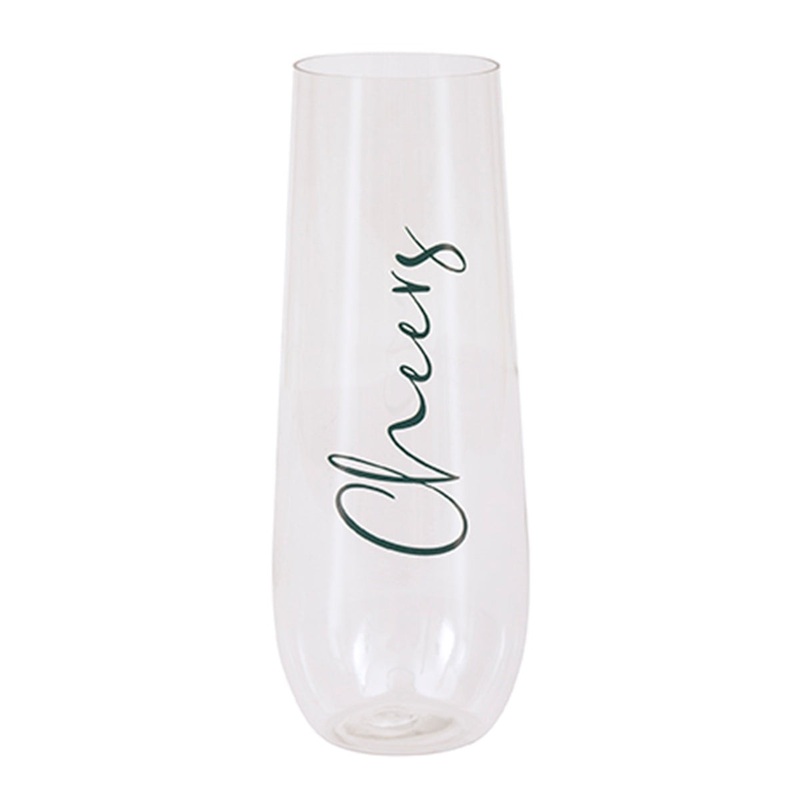Modern Christmas Plastic Stemless Champagne Flute, 9 oz