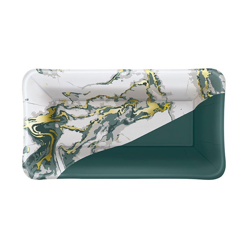 Modern Christmas Rectangular Appetizer Paper Plates, 8 Count