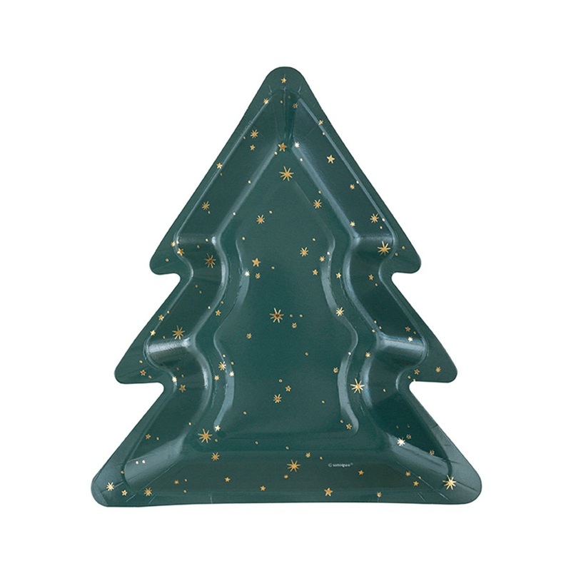 Modern Christmas Tree Shaped Paper Plates, 8 Count