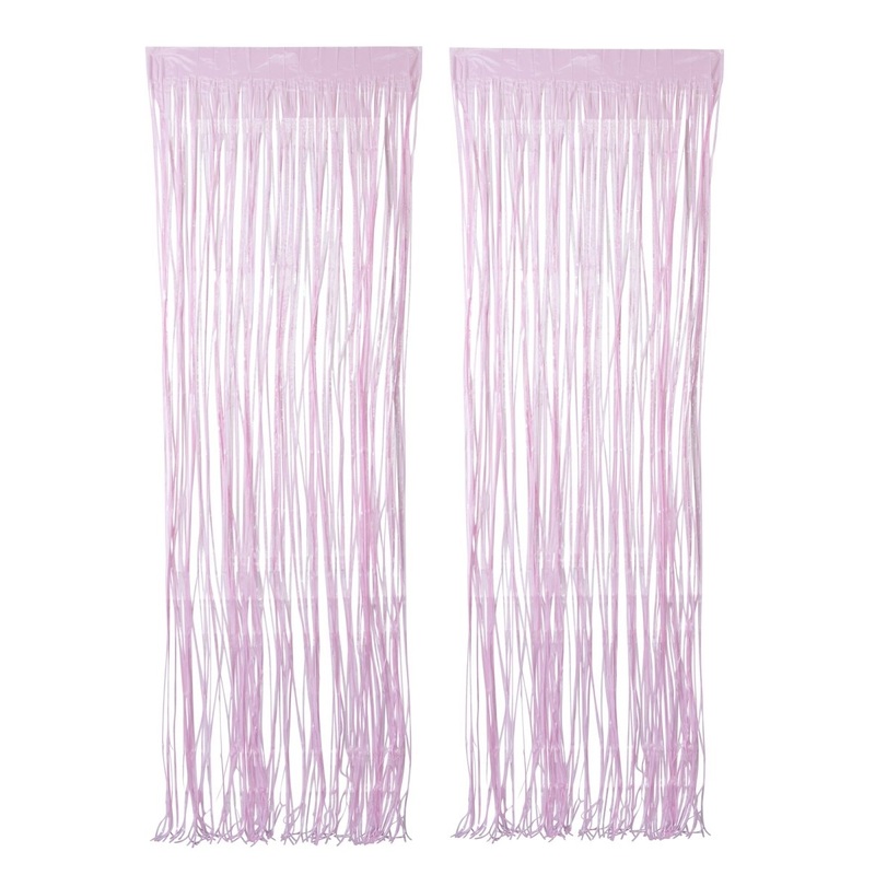 Pastel Light Pink Foil Fringe Curtain, 2 Count