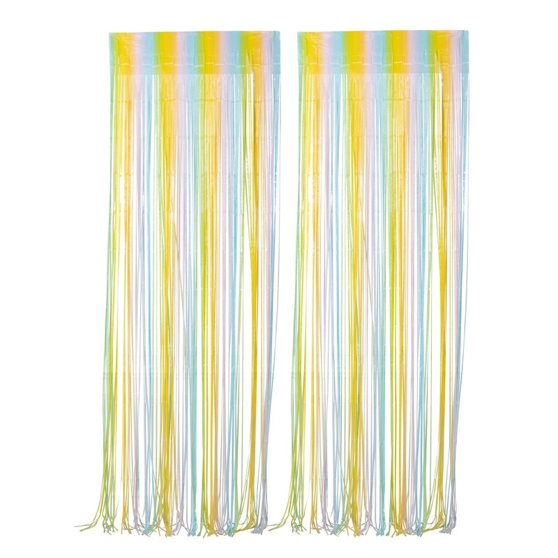 Pastel Rainbow, Macaroon Collection, Foil Fringe Curtain, 2 Count
