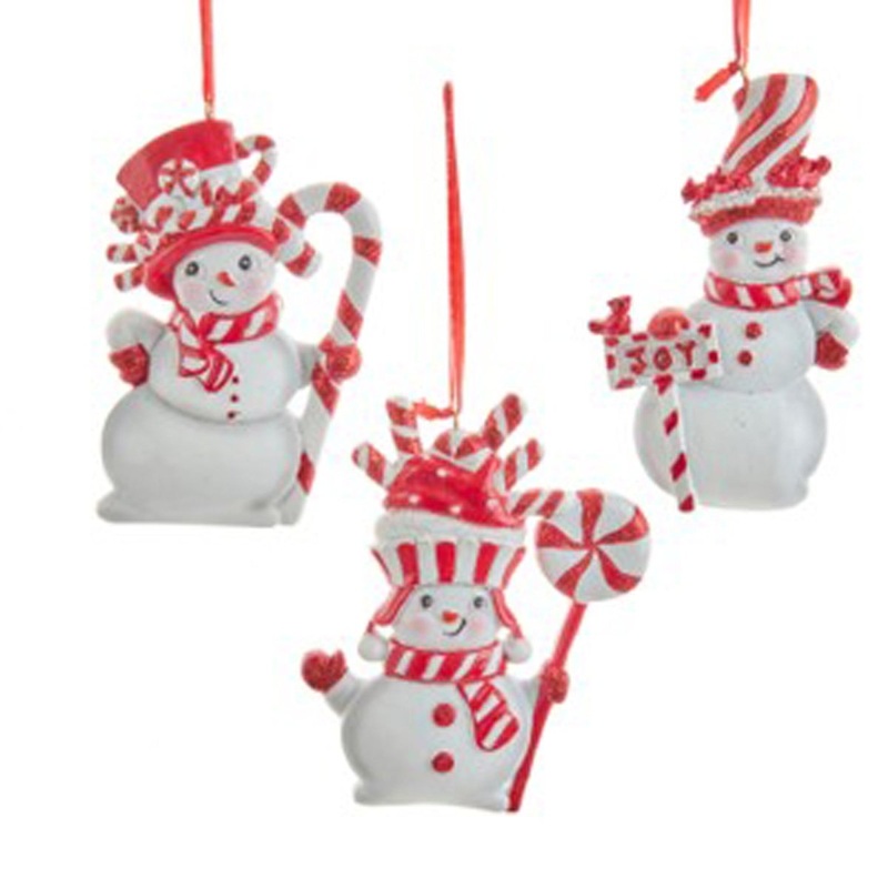 Peppermint Snowman Ornaments, 4 Inches, Assortment, 1 Count