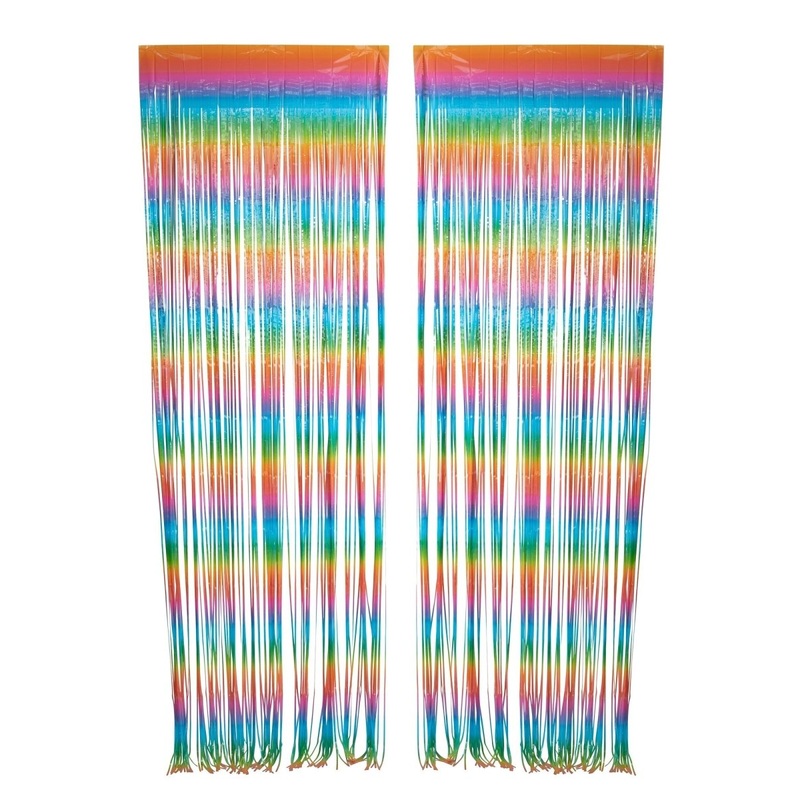 Rainbow, Macaroon Collection, Foil Fringe Curtain, 2 Count