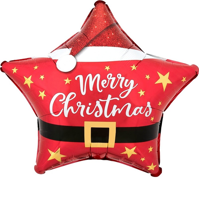 Santa Christmas Star Shaped Foil Balloon, 18 Inches