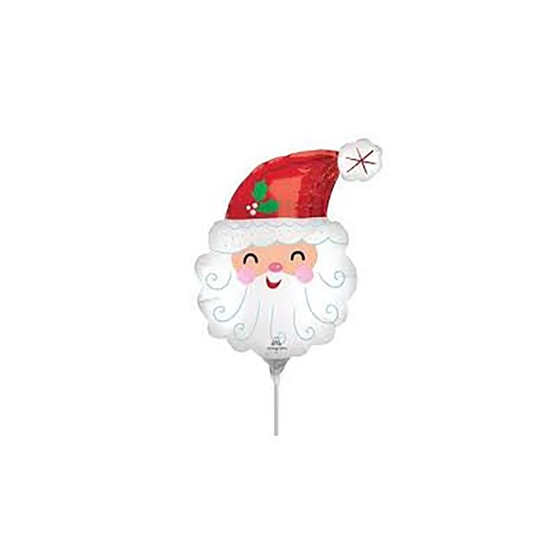 Smiley Santa Head Air Filled Balloon, 14 Inches