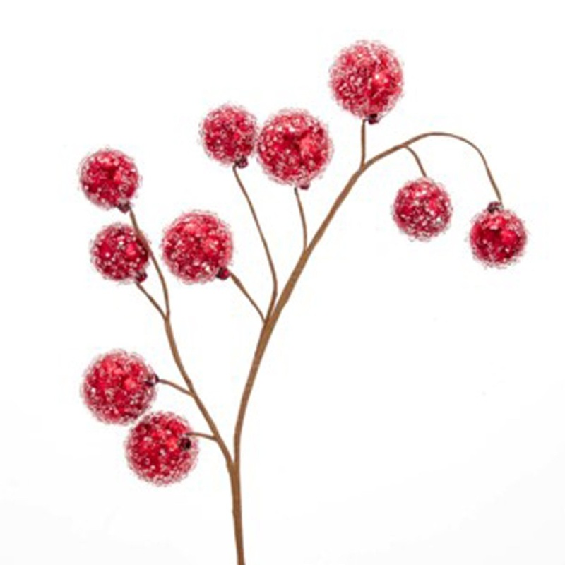 Sugar Coated Red Ball Branch, 26 Inches, 1 Count