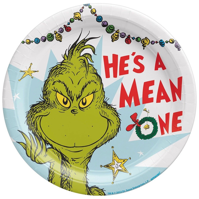 The Grinch Large Round Lunch Paper Plates, 10 Inches, 8 Count
