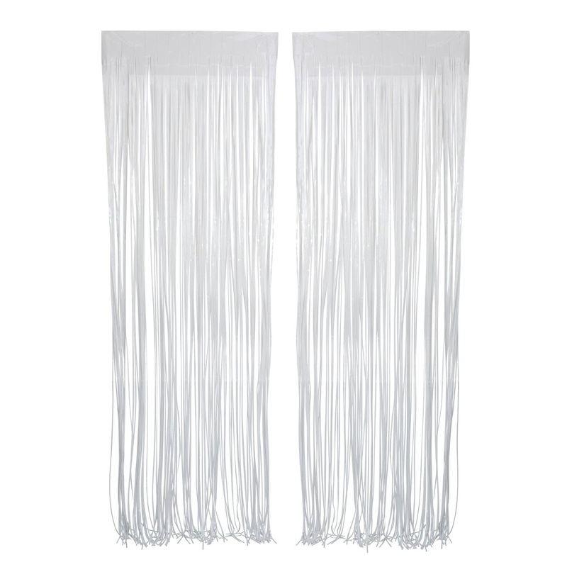 White, Macaroon Collection, Foil Fringe Curtain, 2 Count
