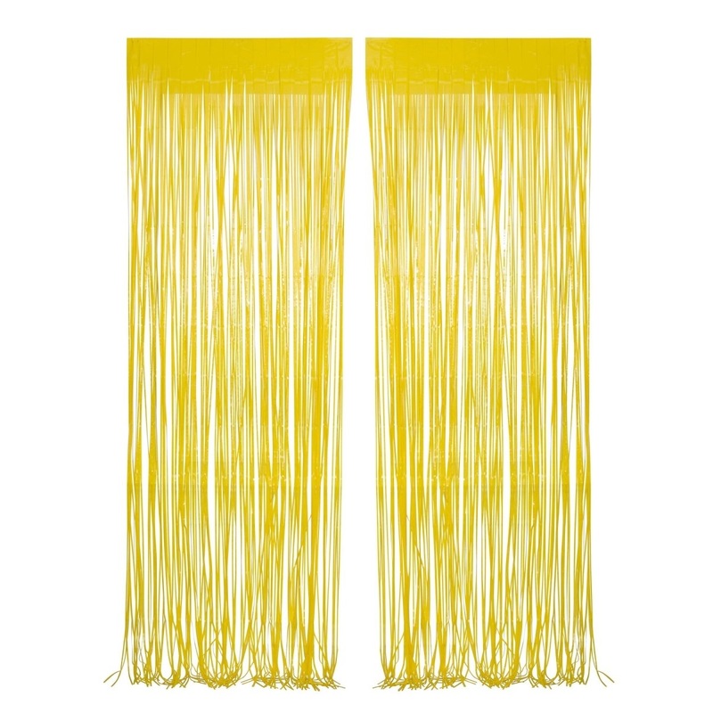 Yellow Pastel Foil Fringe Curtain, 2 Count