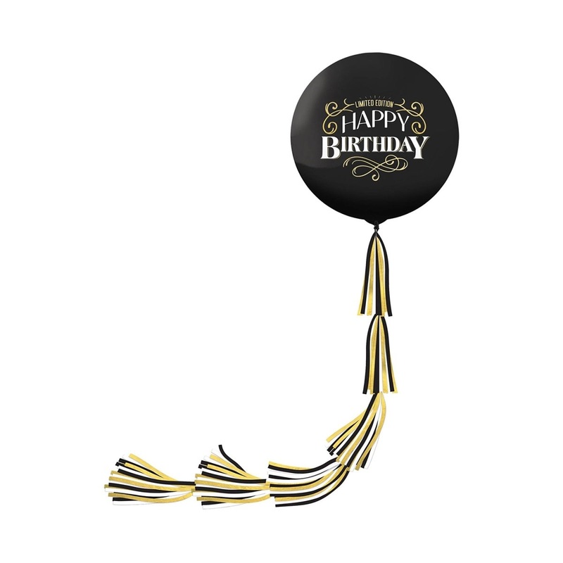 Better with Age, Black Latex Balloon with Tail, 24 Inches, 1 Count