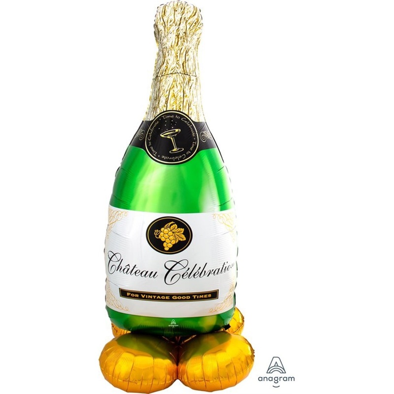 Bubbly Wine Bottle Airloonz Standing Foil Air-Filled Balloon, 60 Inches, 1 Count