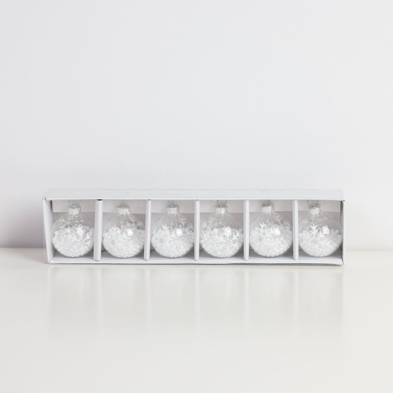 Glass Snowflake Christmas Ball shaped Place Card, 6 Count