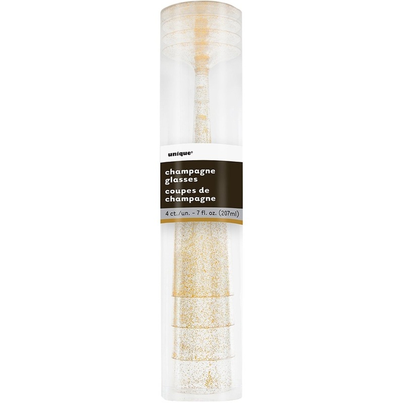 Gold Plastic Champagne Flutes, 4 Count