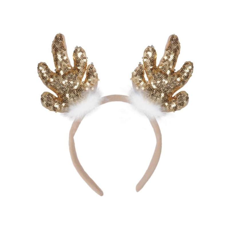 Gold Sequined Reindeer Antlers Headband, 1 Count