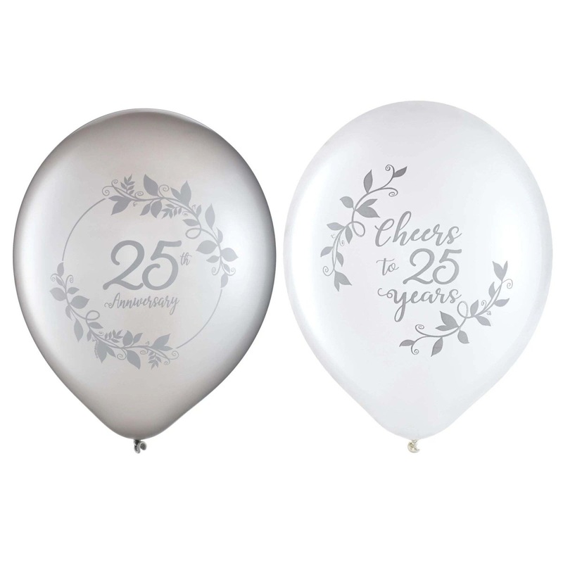 Happy 25th Anniversary Latex Balloons, 12 Inches, 15 Count