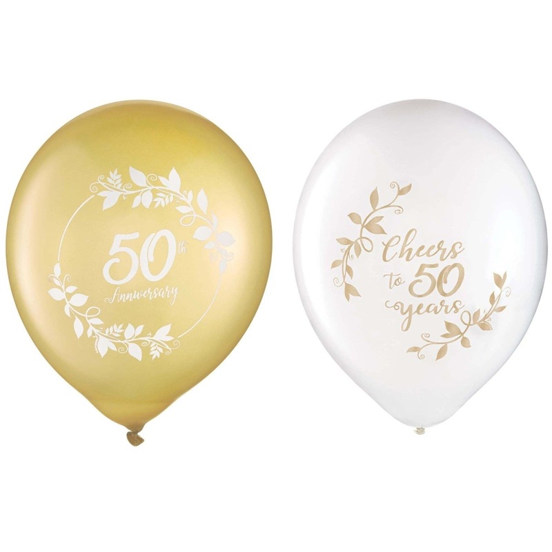 Happy 50th Anniversary Latex Balloons, 12 Inches, 15 Count