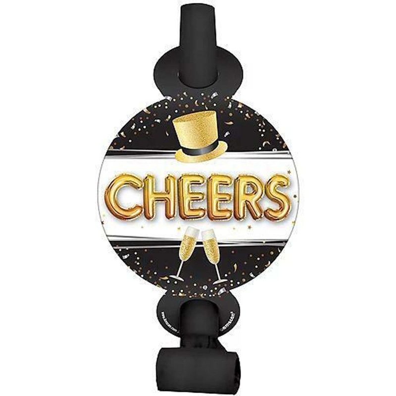 New Year Blowouts with Confetti, 5 Inches, 8 Count