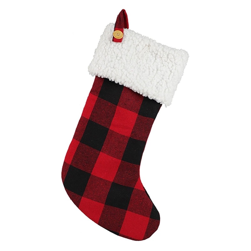 Red and Black Fabric Christmas Stocking, 1 Count