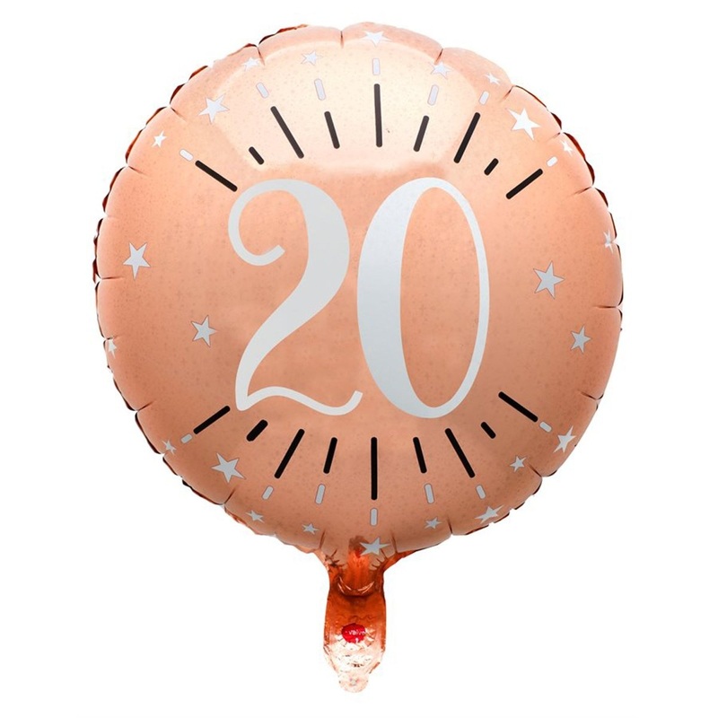 Rose Gold Trendy Age 20th Birthday Foil Balloon, 18 Inches, 1 Count