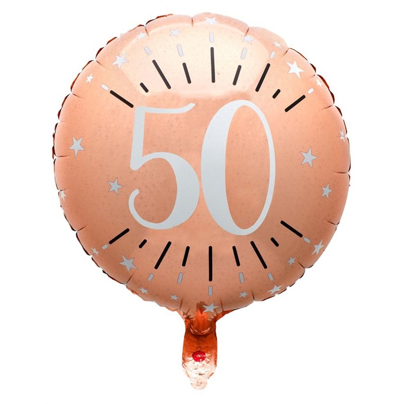 Rose Gold Trendy Age 50th Birthday Foil Balloon, 18 Inches, 1 Count