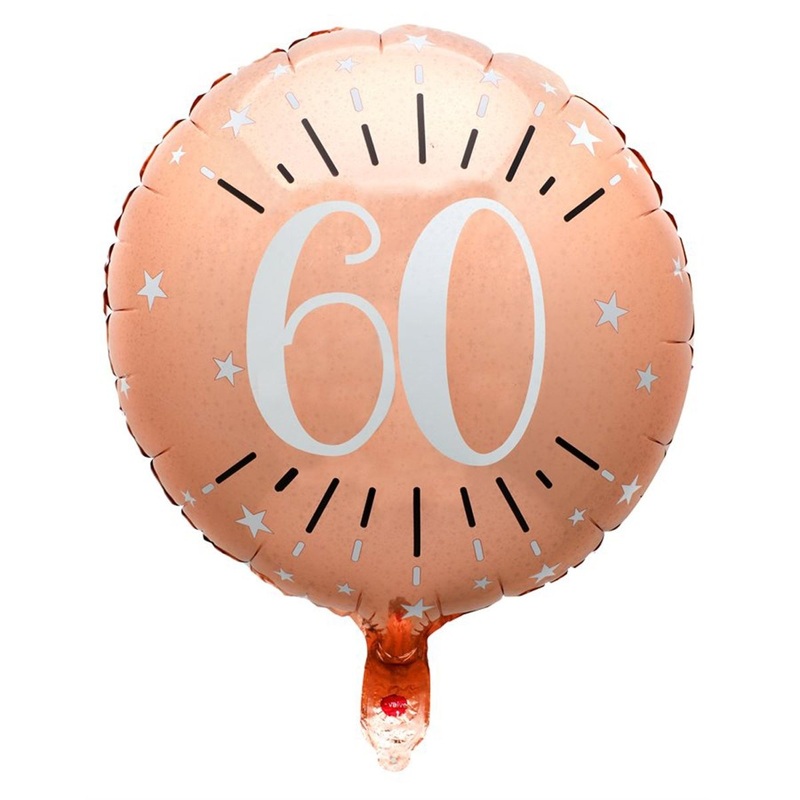 Rose Gold Trendy Age 60th Birthday Foil Balloon, 18 Inches, 1 Count