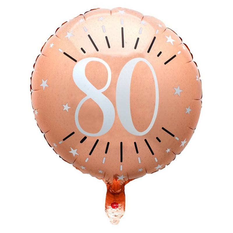 Rose Gold Trendy Age 80th Birthday Foil Balloon, 18 Inches, 1 Count