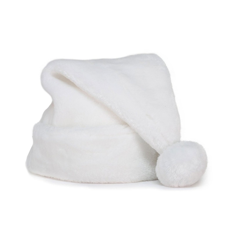 White Plush Hat with Cuff, 17 Inches, 1 Count