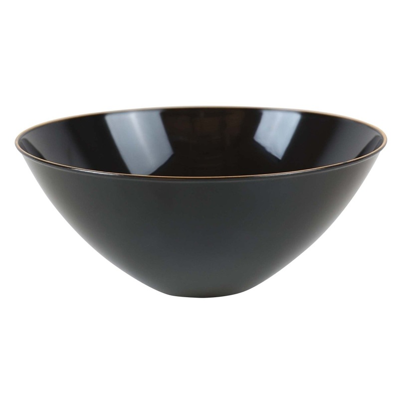 Black Premium Quality Salad Bowl with Gold Rim, 58 oz, 1 Count