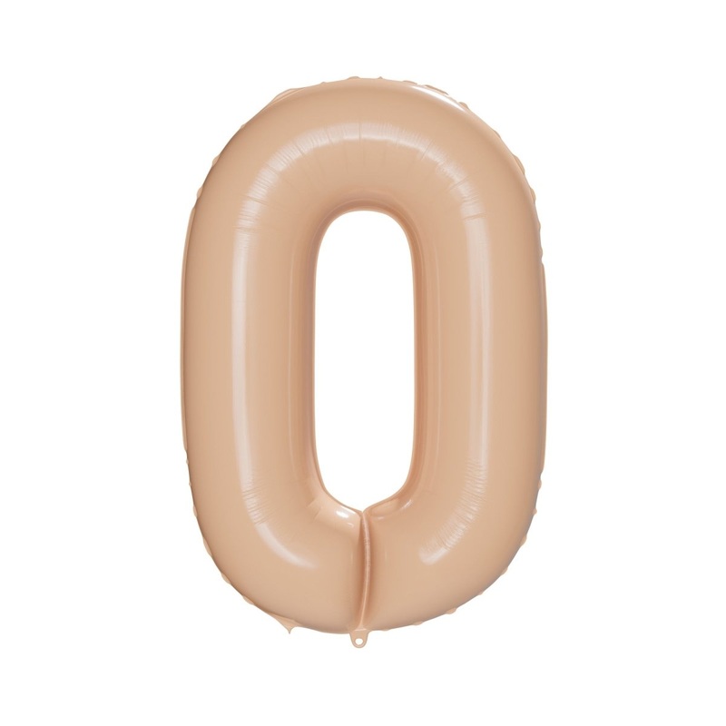 Cappuccino Number 0 Foil Balloon, Creamy Beige Matte Finish, 34 Inches, 1 Count