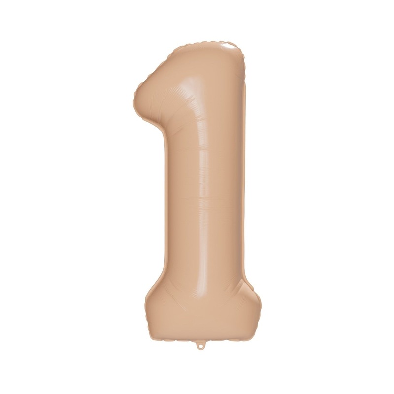 Cappuccino Number 1 Foil Balloon, Creamy Beige Matte Finish, 34 Inches, 1 Count