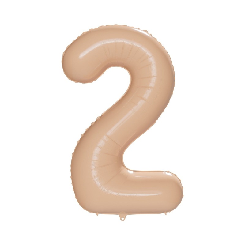 Cappuccino Number 2 Foil Balloon, Creamy Beige Matte Finish, 34 Inches, 1 Count