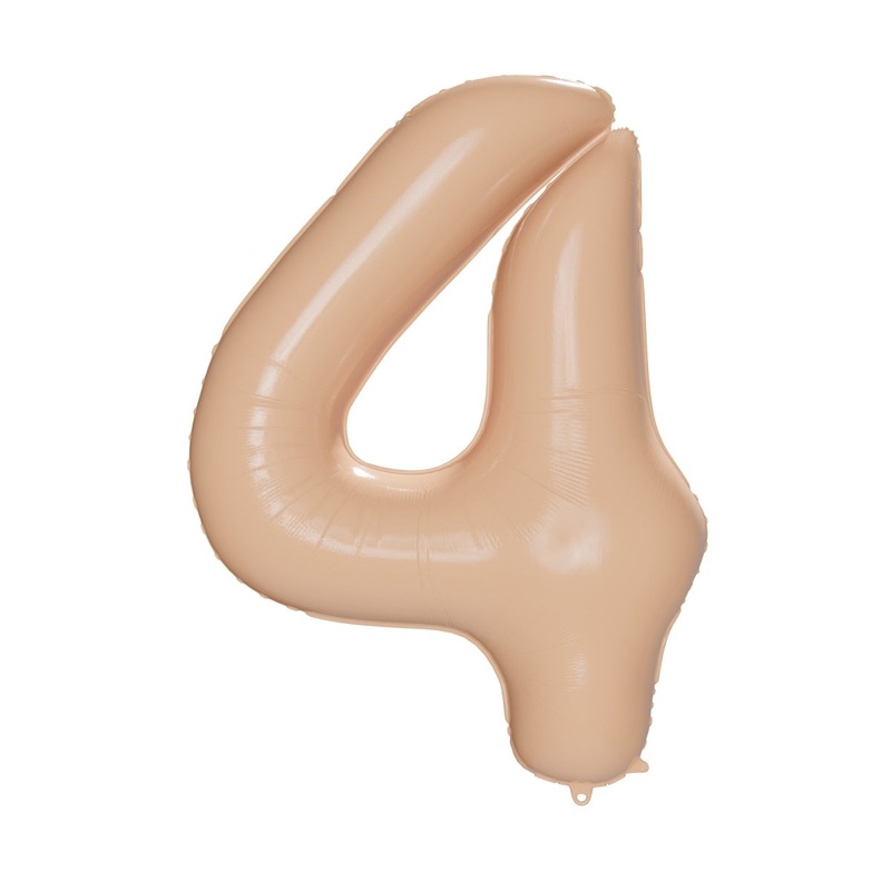 Cappuccino Number 4 Foil Balloon, Creamy Beige Matte Finish, 34 Inches, 1 Count