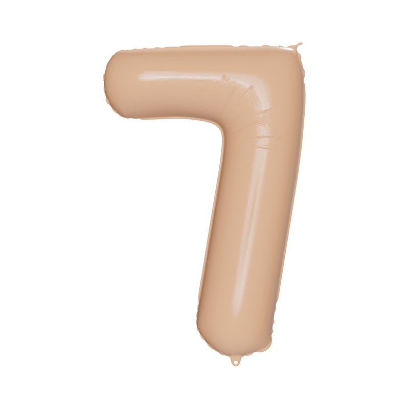 Cappuccino Number 7 Foil Balloon, Creamy Beige Matte Finish, 34 Inches, 1 Count