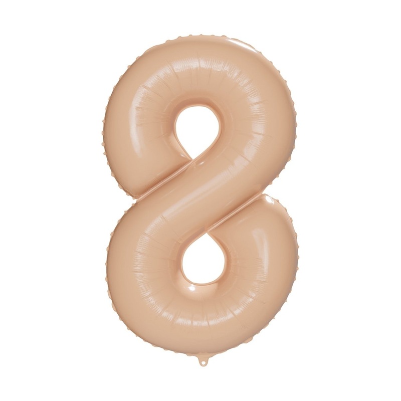 Cappuccino Number 8 Foil Balloon, Creamy Beige Matte Finish, 34 Inches, 1 Count