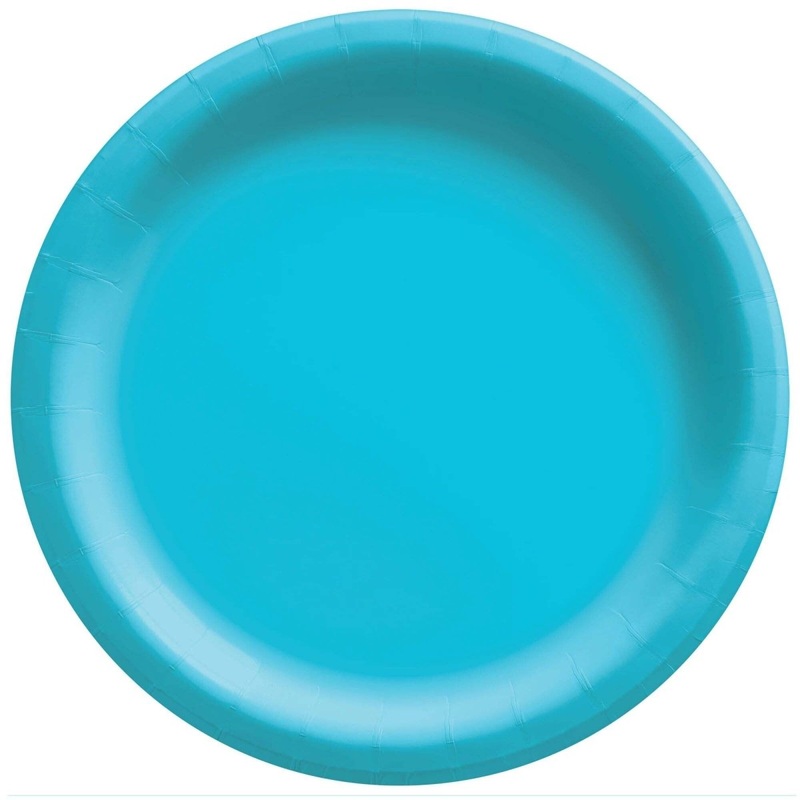 Caribbean Blue Round Paper Plates, 9 Inches, 20 Count