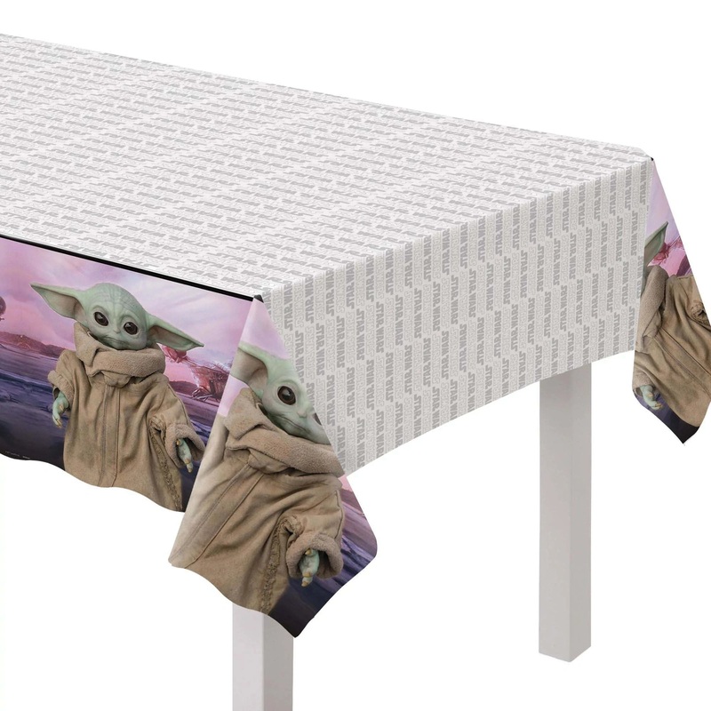 Disney Baby Yoda Plastic Tablecover, 54 x 96 Inches, 1 Count