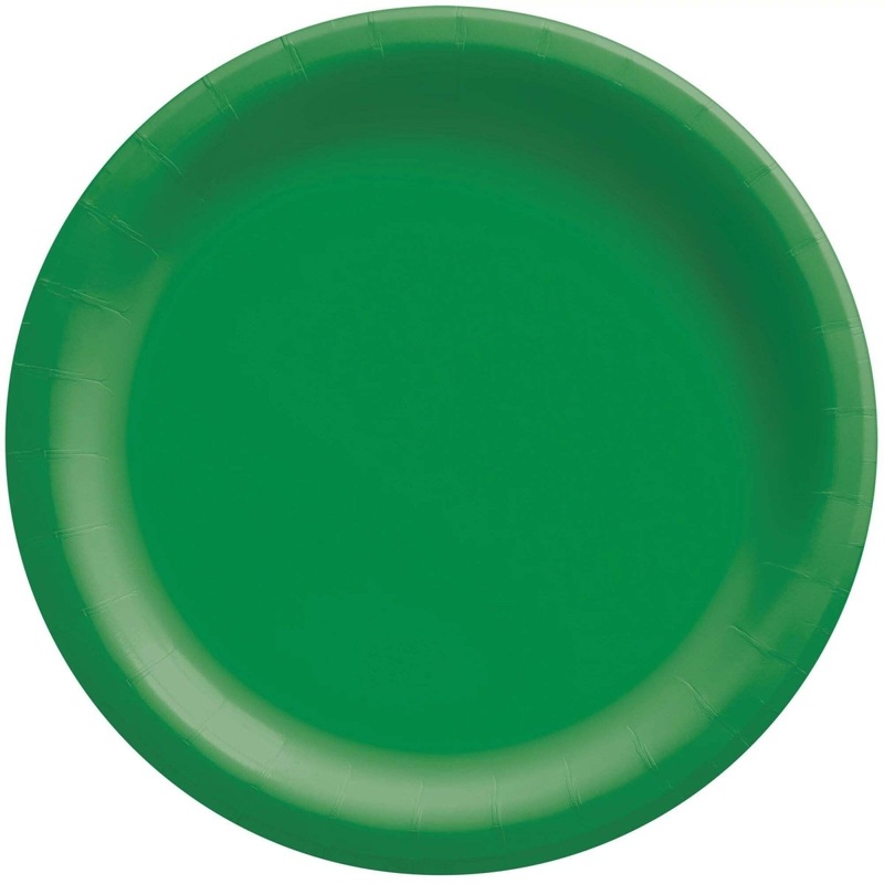 Festive Green Round Paper Plates, 7 Inches, 20 Count