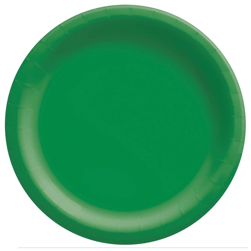 Festive Green Round Paper Plates, 9 Inches, 20 Count